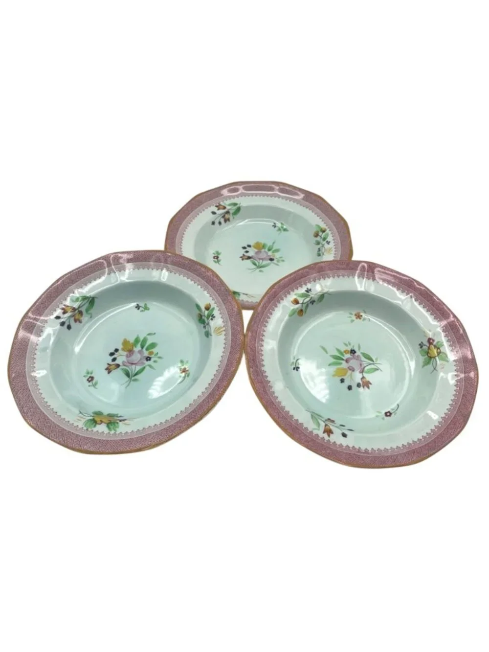 Set of 3 Adams Calyx Ware Lowestoft 8